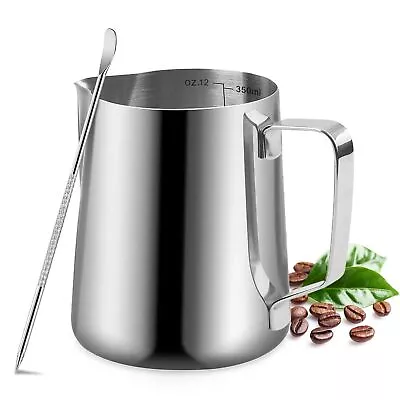 Milk Frothing Pitcher 12oz Milk Frother Steaming Pitcher Stainless Steel • $14.44