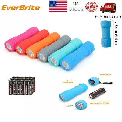 EverBrite 6-Pack 9 LED Flashlight Impact Handheld Torch Set AAA Battery Included • $16.99