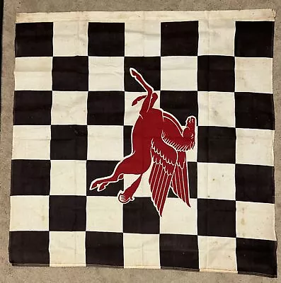 MOBIL VINTAGE PEGASUS CHECKERED RACE FLAG 36” X 36” Good Vintage Cond W No Holes • $549.99