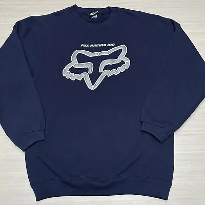 Vintage Fox Racing Motocross Logo Men’s Small Blue Crewneck Pullover Sweatshirt • $49