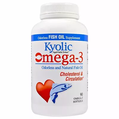 Kyolic Aged Garlic Extract Omega-3 Cholesterol & Circulation 90 Omega-3 Soft • $54.31