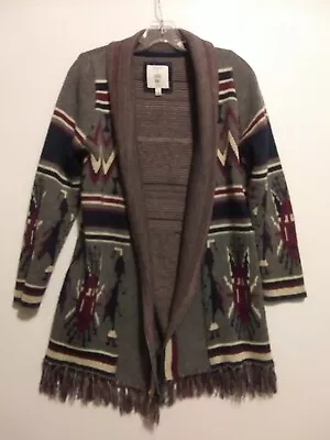 I Love H81 Cardigan S/P Aztec  Open Front Fringed • $27.99