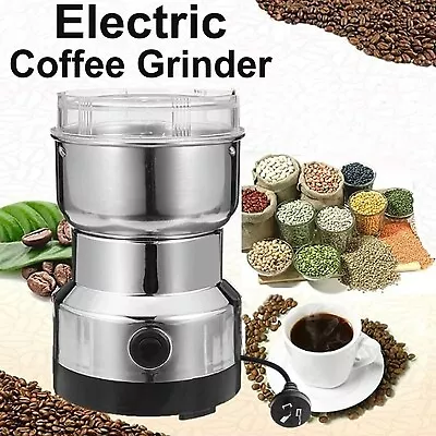 Electric Coffee Grinder Stainless Steel Milling Bean Nut Spice Matte Blender AU • $25.49