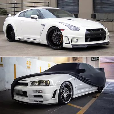 Car Cover Satin Stretch Dust-proof Protection Custom Black For Nissan GT-R R35 • $149.11