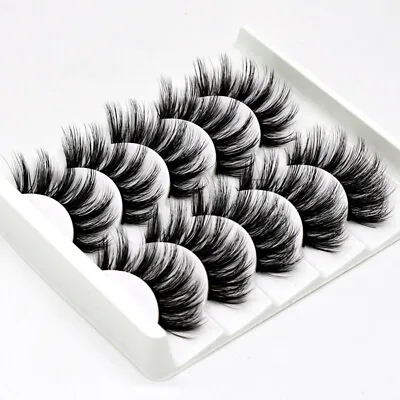 UK 10 Pair 3D Mink False Eyelashes Wispy Cross Long Thick Soft Fake Eye Lashes • £2.99