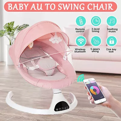 Bluetooth Electric Baby Swing 5 Swing Speeds Infants Cradle Bouncer Rocker Chair • £69.90
