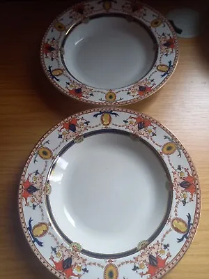 2 X Antique Sampson Hancock & Sons 'Flaxman' Opaque China Soup Plates/ Dishes • £30