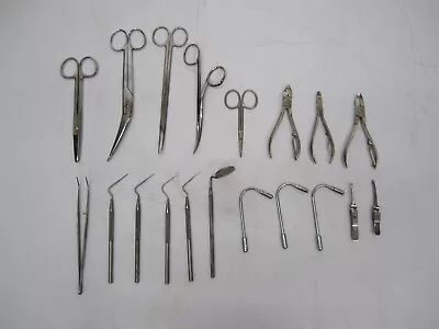 Assorted Lot Vtg Dental Medical Stainless Tools Instruments Scissors Picks As Is • $29.96