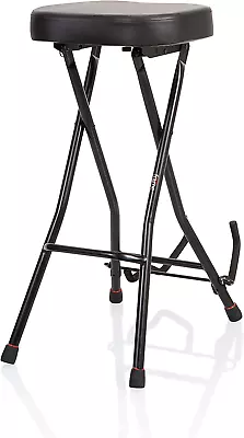 Foldable Guitar Stool With Padded Seat And Rear Mounted Guitar Hanger; (GFW-GTRS • $98.99