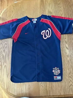 Nike Washington Nationals Navy Blue Authentic Jersey Youth L 14/16 • $25