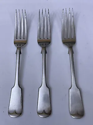 Vtg 3 X D&A Daniel Arter Silver Plate 19.5cm Fiddle Patt Dinner Forks Cutlery • £18