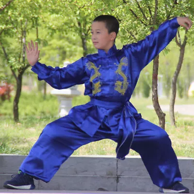 Martial Arts Taichi Uniform Suit Chinese Kung Fu Wushu Clothes Dragon Embroidery • £38.39