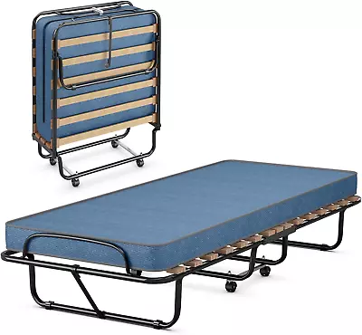 Folding Bed With 3  Mattress For Adults Made In Italy Rolling Foldaway Guest B • $255.99