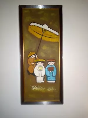 Framed Mid Century Modern Asian Painting • $49