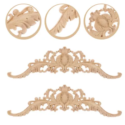 2pcs Wood Carved Applique Wooden Carved Onlay Ornament For Furniture Door • $11.19
