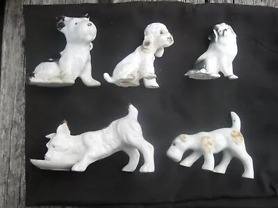 5 Vintage 1950s Japan Porcelain DOG Figurines PEKINGESE POODLE WELSH TERRIER • $16