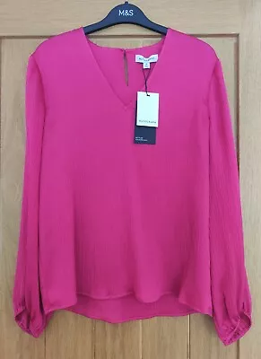 M&S Autograph Textured Popover Blouse UK 8/10/12/20/22/24 Reg • £14.99