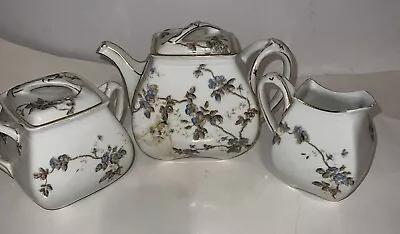 TRESSEMANES & VOGT T & V LIMOGES TEAPOT SUGAR & CREAMER Lot Of 3 • $39.99