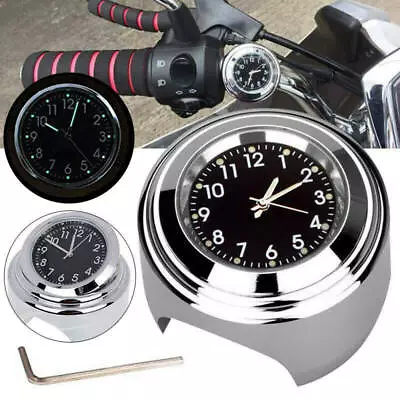 Motorcycle Bike Motorbike Chrome Waterproof Dial Handlebar Clock Mount Watch CT • $8.99