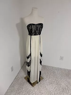 NWT Black And Ivory Strapless Ya Los Angeles Formal Lace Dress Size S • $50