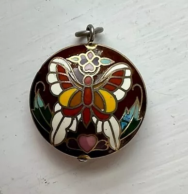 Vintage Cloisonne Enamel JEWELRY PENDANT  Double Sided Butterfly • $20