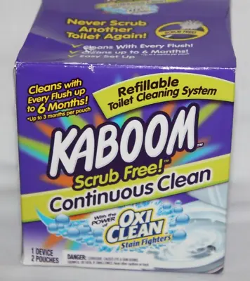 New In Box Kaboom Scrub Free! Toilet Bowl Cleaner System With 2 Pouches #15 • $24.49