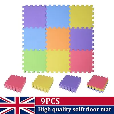 9pcs EVA Interlocking Soft Foam Play Mat Kids Gym Yoga Exercise Floor Tiles • £8.19