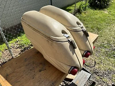 Vintage Buco Motorcycle White Saddle Bags Red Tail Lights Luggage Honda Harley • $600