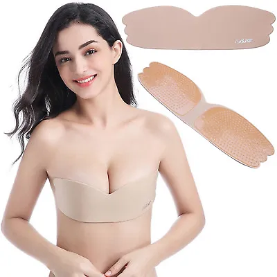 £3.95 • Buy Silicone Invisible Strapless Backless Push Up Stick On Adhesive Lifting Bra 