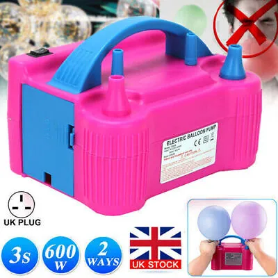 £6.64 • Buy Electric Air Balloon Pump Automatic Inflate Portable 600W Inflator 2 Nozzles +++