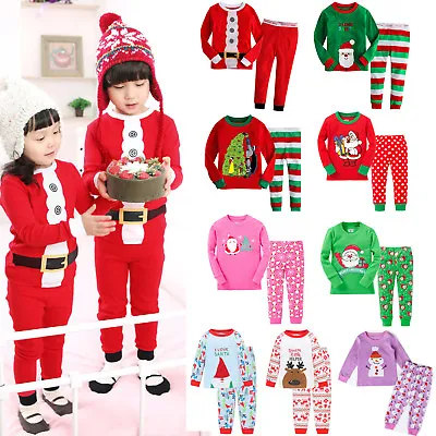 £9.32 • Buy Children Girls Boys Winter Pajamas Nightwear Xmas Christmas Santa Pyjamas PJs