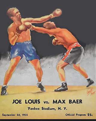 Joe Louis Vs Max Baer Fight Program (1935) 8x10 Color Photo • $6.99