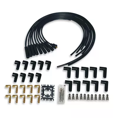 Black 8.5mm Straight Boots Spark Plug Wires Spiral Core Chevy Ford Mopar • $38.68