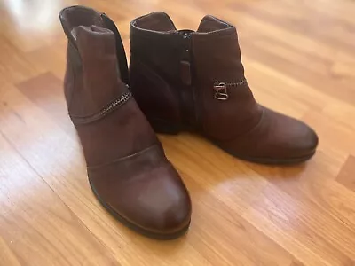 MIZ MOOZ NEW YORK Leather Boots Burgundy Size 8-8.5 (39 EU) Zipper  • $64