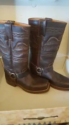 £140.25 • Buy Sancho Biker Unisex Boots Genuine Brown Leather Eagle Engraved Size EU38 US8