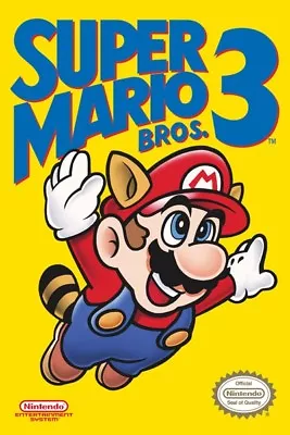 NINTENDO SUPER MARIO BROS 3 COVER POSTER PRINT NEW 24x36 FREE SHIPPING • $14.99