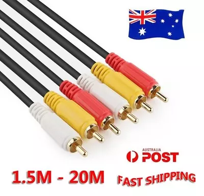 AV Audio Video Composite Cable 3RCA 3 RCA M/M Cord Male Yellow Red White TV DVD • $9.20