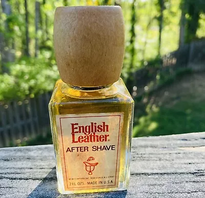 Vintage English Leather After Shave 2 Fl Oz New Wood Top Glass Bottle USA MEM • $19