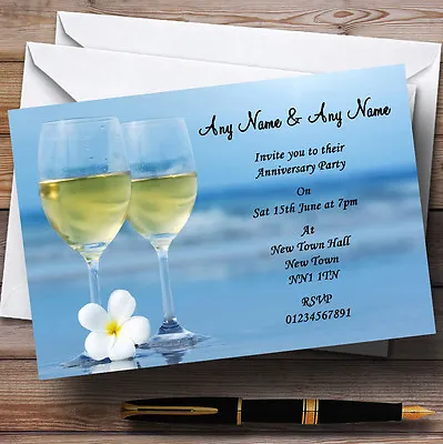 £7.29 • Buy Wine On The Beach Wedding Anniversary Party Personalised Invitations