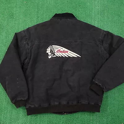 Vintage Indian Motorcycle Black Duck Canvas Full Zip Jacket Mens Sz M • $110