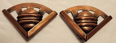 Copper Clip Earrings Art Deco Industrial Fan Shape Late 1950s  1  X  1.5  • $12.99