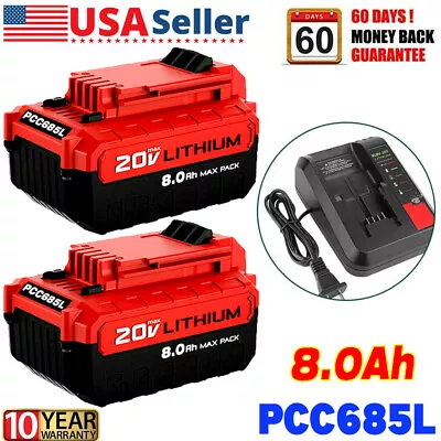 Pack 8.0Ah For PORTER CABLE 20 Volt Lithium-Ion Battery 20V Max PCC680L PCC685L • $66.98