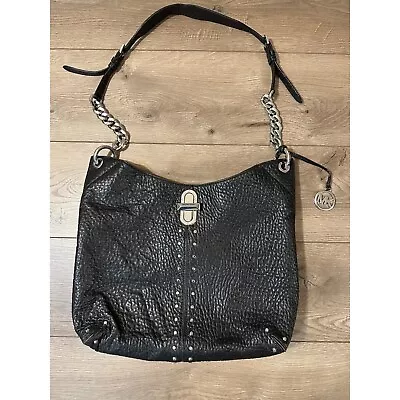 Michael Kors Uptown Astor Legacy Black Leather Silver Studded Shoulder Tote Bag • $149.99