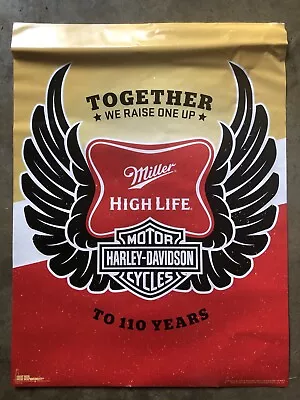 MILLER HIGH LIFE Beer HARLEY DAVIDSON Poster  - FREE SHIPPING! • $13.99