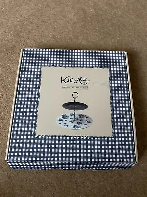 New & Boxed “Katie Alice” Porcelain Two Tier Cake Stand - Blue Mix • £16