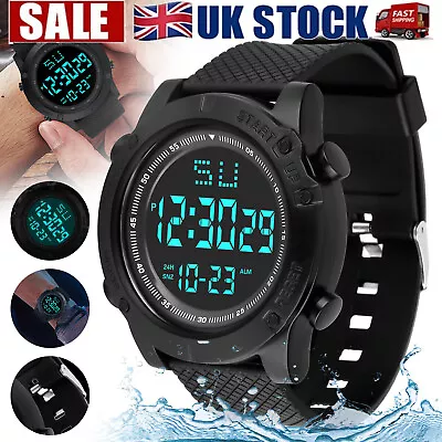 Waterproof Digital Sports Watch Military Tactical LED Backlight Wristwatch Men • £5.29