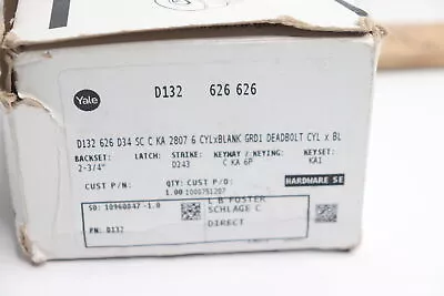 Yale Cylinder X Blank Rose Deadbolt Grade 1 Satin Chrome D132 626 626 - As Is • $55.80