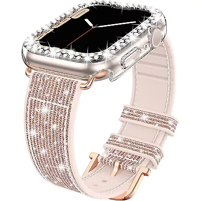 $19.99 • Buy 38/40/41/42/44/45mm Bling Silicone Strap Band Case For Apple Watch 8 7 6 5 SE