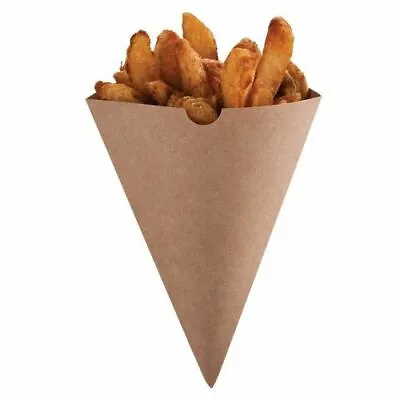 Kraft Disposable Takeaway Cardboard CHIP CONE Scoop Fast Food Packaging Popcorn • £1.49