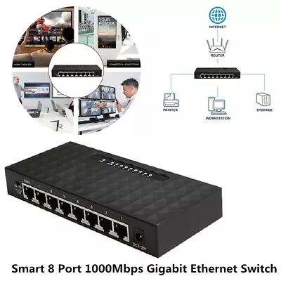 Full Duplex 8 Port 1000Mbps Gigabit Ethernet Network Switch Hub For Router Modem • $24.83